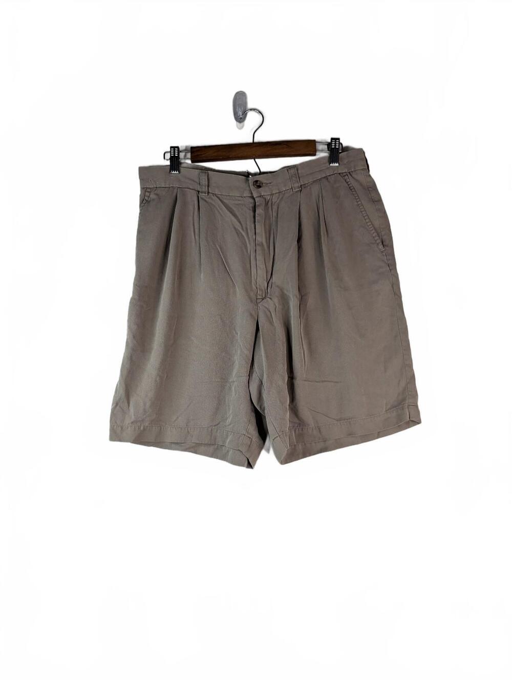 Caribbean Vintage Style Pleated Silk Shorts Tan Size 34